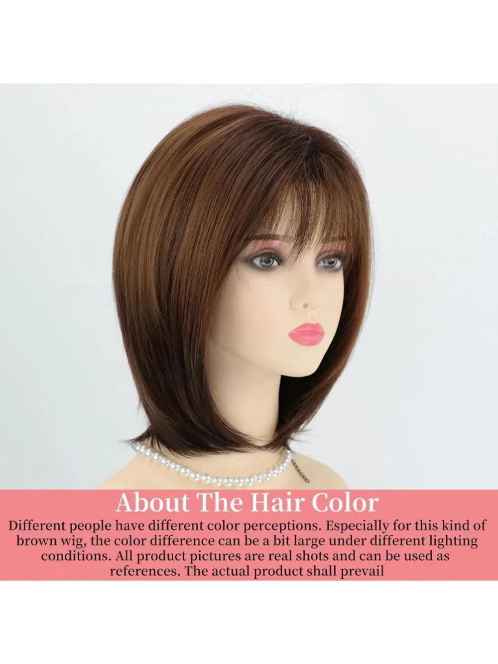 Women's Omber Brown 12 Inch Mid Length Heat Synthetic Straight Layered Bob Wigs